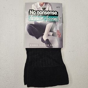 Vintage No Nonsense Trouser Socks Womens Black Ribbed Career Comfort